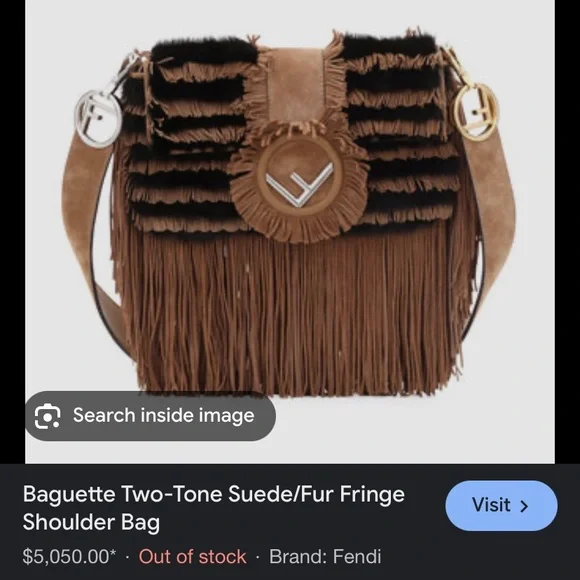 Fendi Brown Fringe Shoulder Bag - Picture 3 of 9